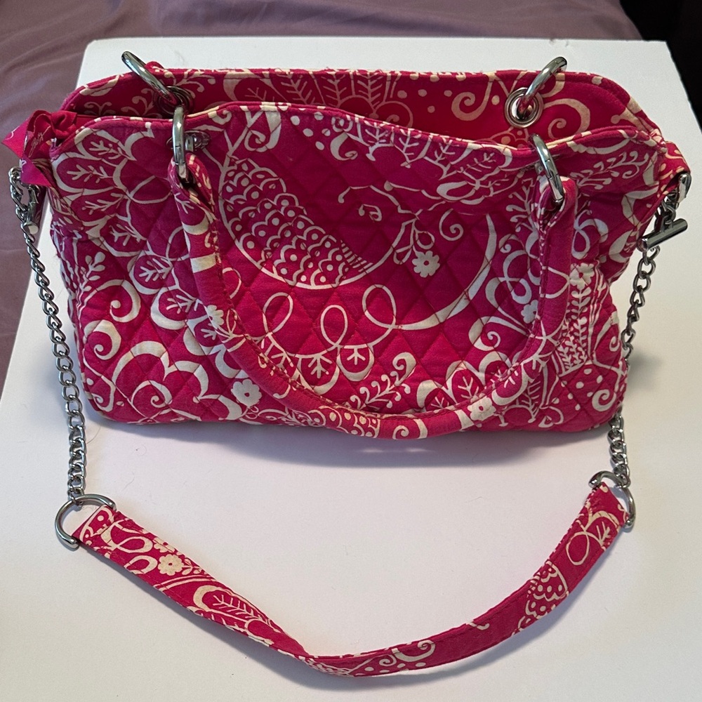 Vera Bradley Pink and White Quilted Shoulder Bag - Picture 5 of 5